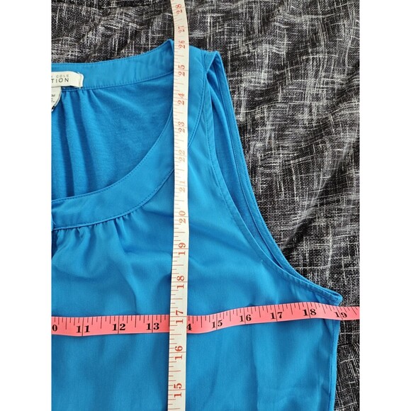 Womens KENNETH COLE REACTION Royal Blue Goldtone Buttons Woven Tank Top M - Picture 8 of 8